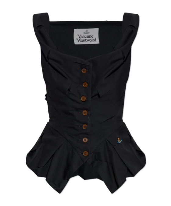 Vivienne Westwood Monday Cotton Vest Silhouette Peplum Sleeveless In Black