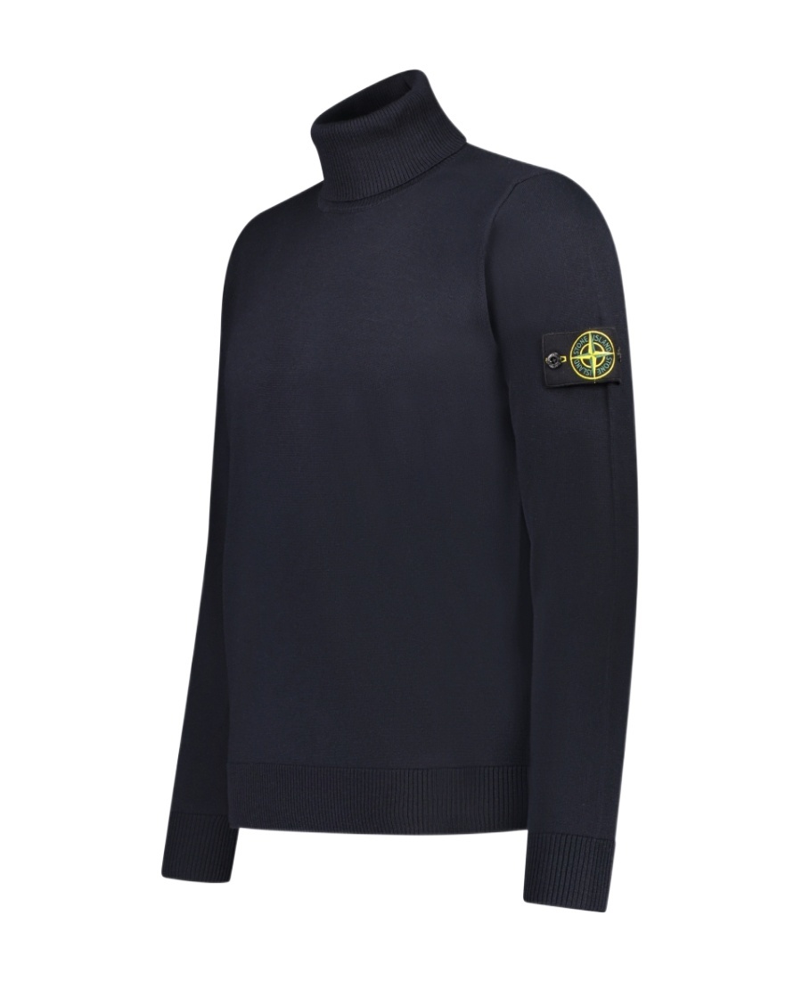 Stone Island Compass Logo Turtleneck Sweater In Blue