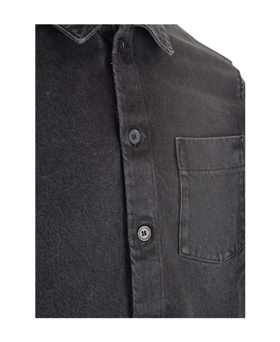 Apc Button-up Cotton Shirt In Black