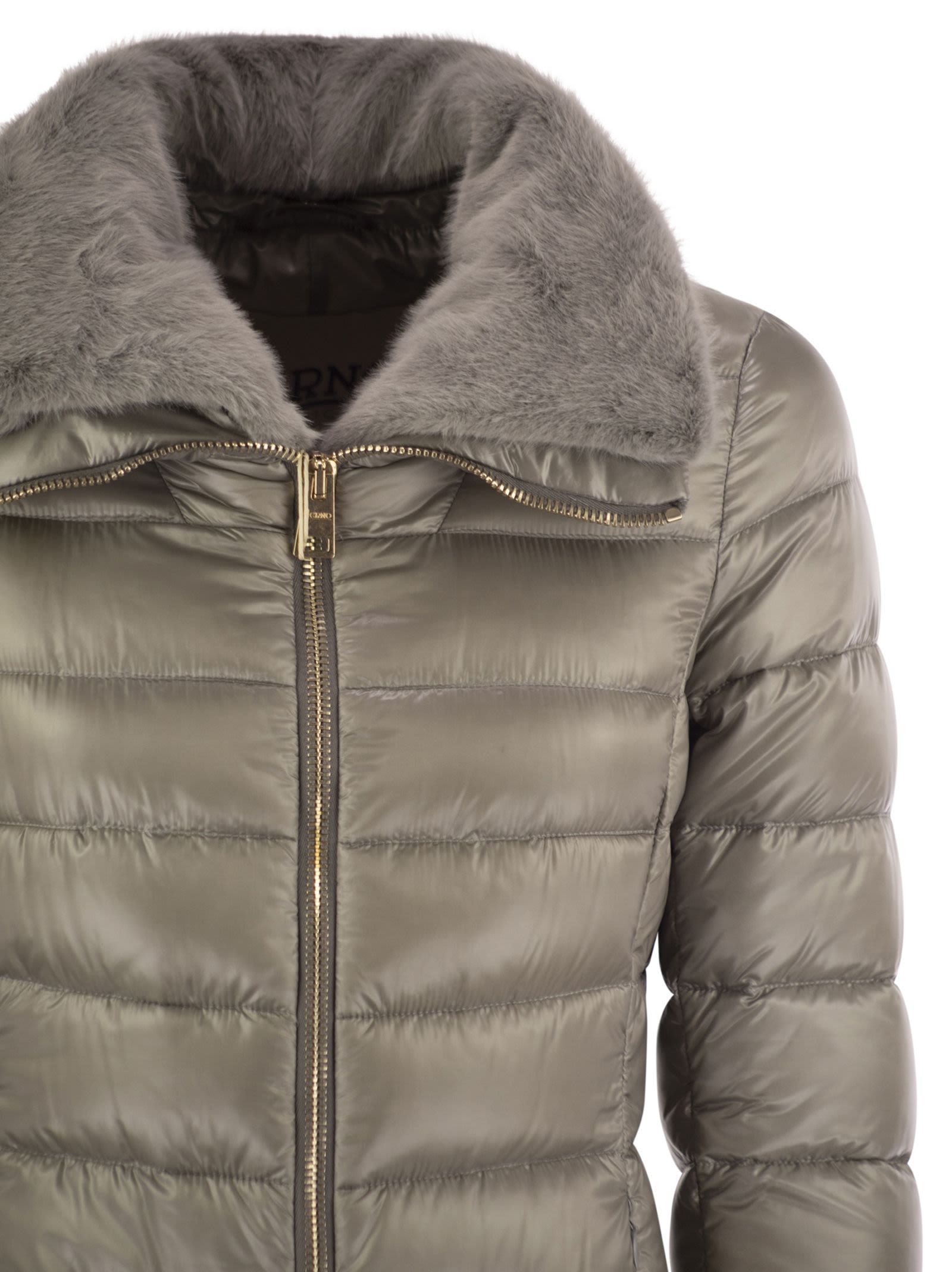 Herno Zip-up Padded Coat In Gray