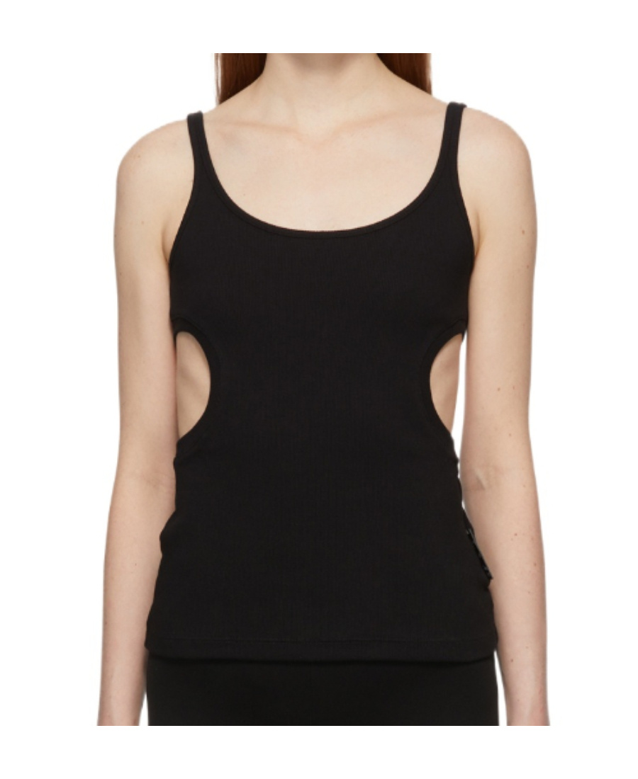 Off-white Ribbed Stretch Cotton Meteor Tank Top In Black