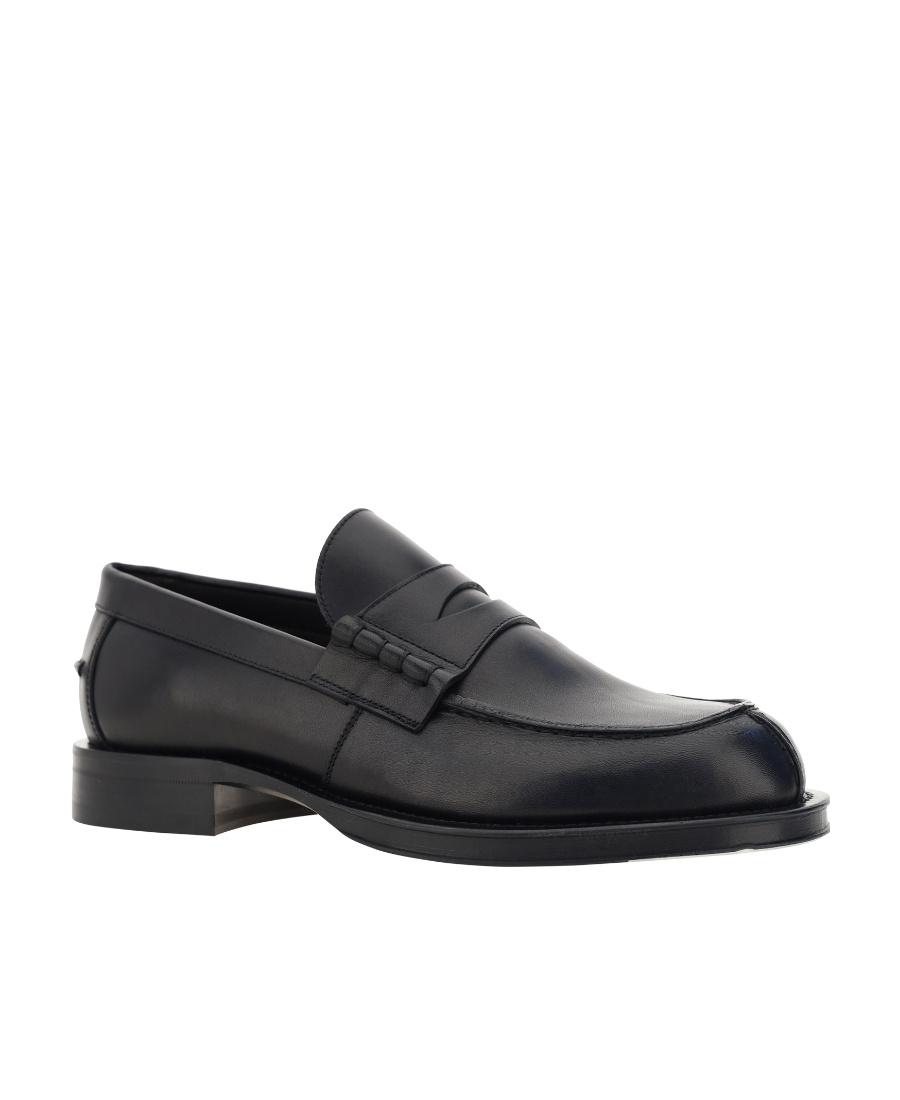 Lanvin Classic Round Toe Leather Loafers With Stacked Heel In Black