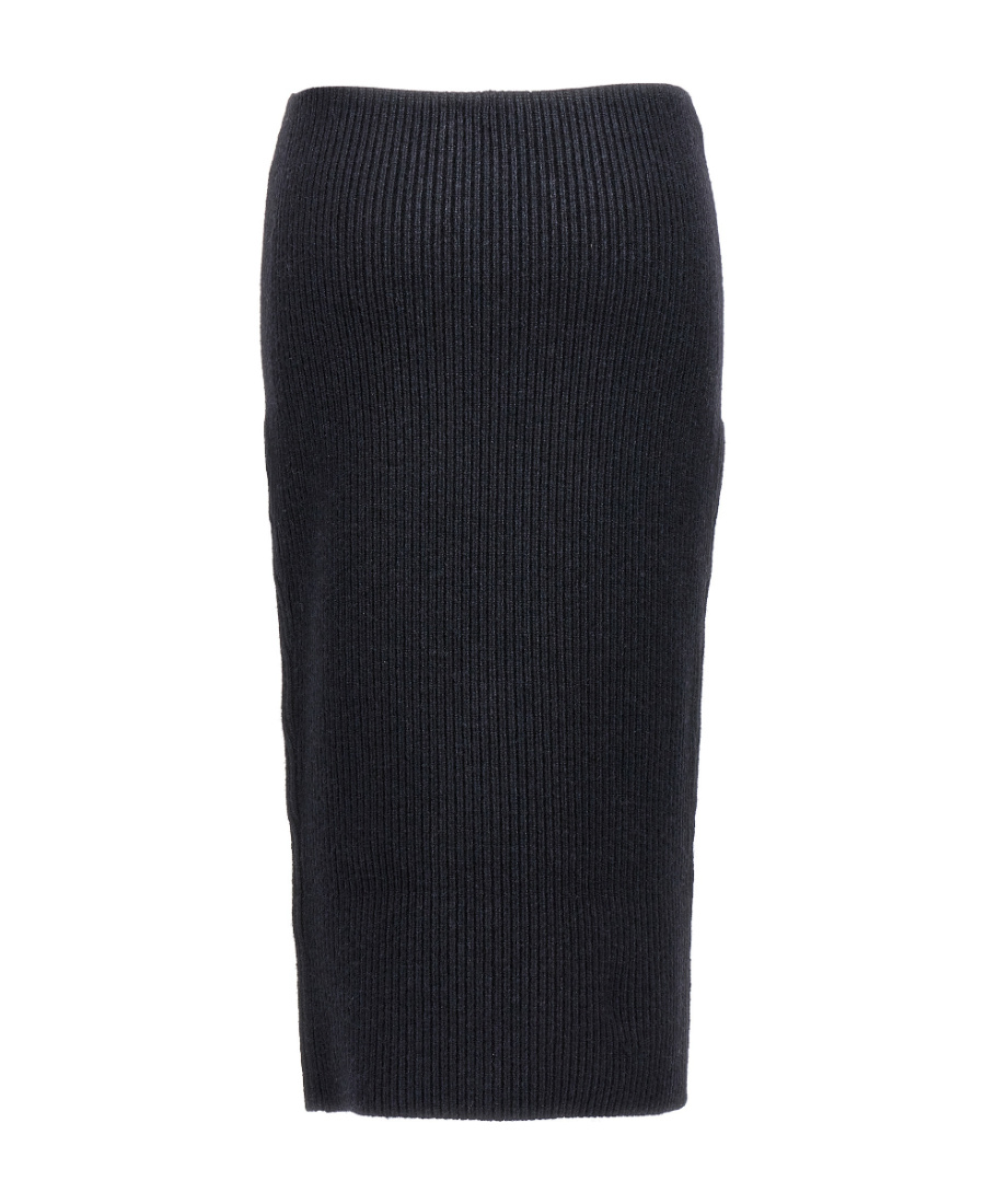 Tom Ford Panelled Leather And Cotton-blend Jersey Midi Skirt In Black