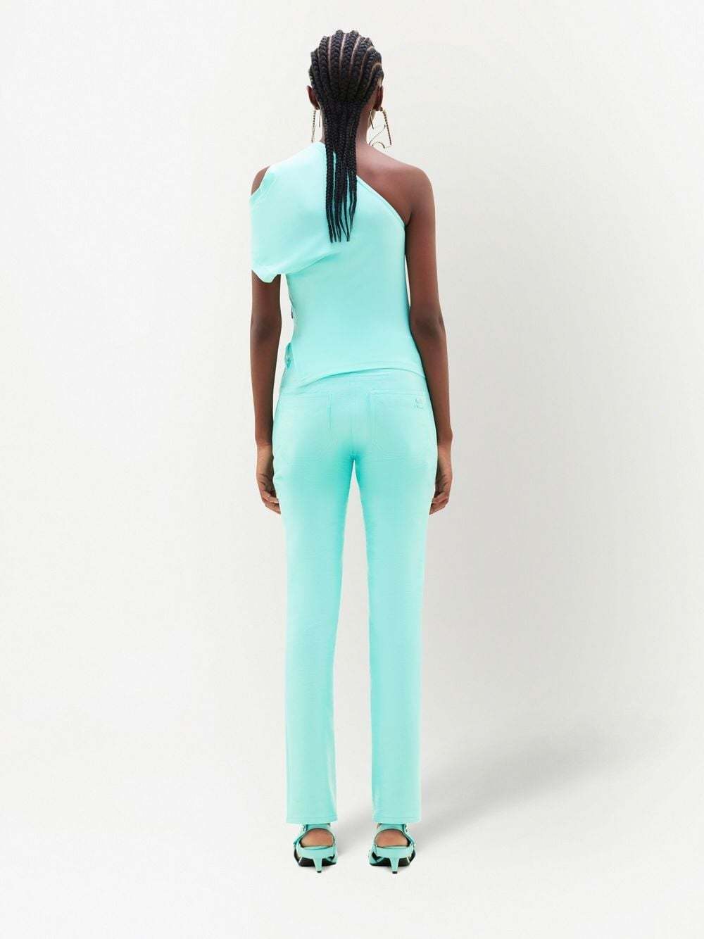 Shop Courrèges Vinyl Five-pocket Trousers In Blue