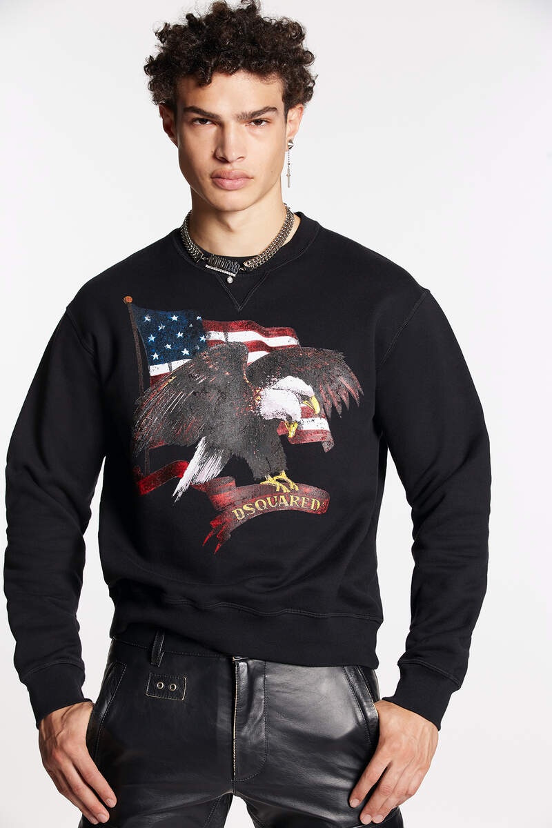 Shop Dsquared2 Graphic-print Cotton Sweatshirt In Black