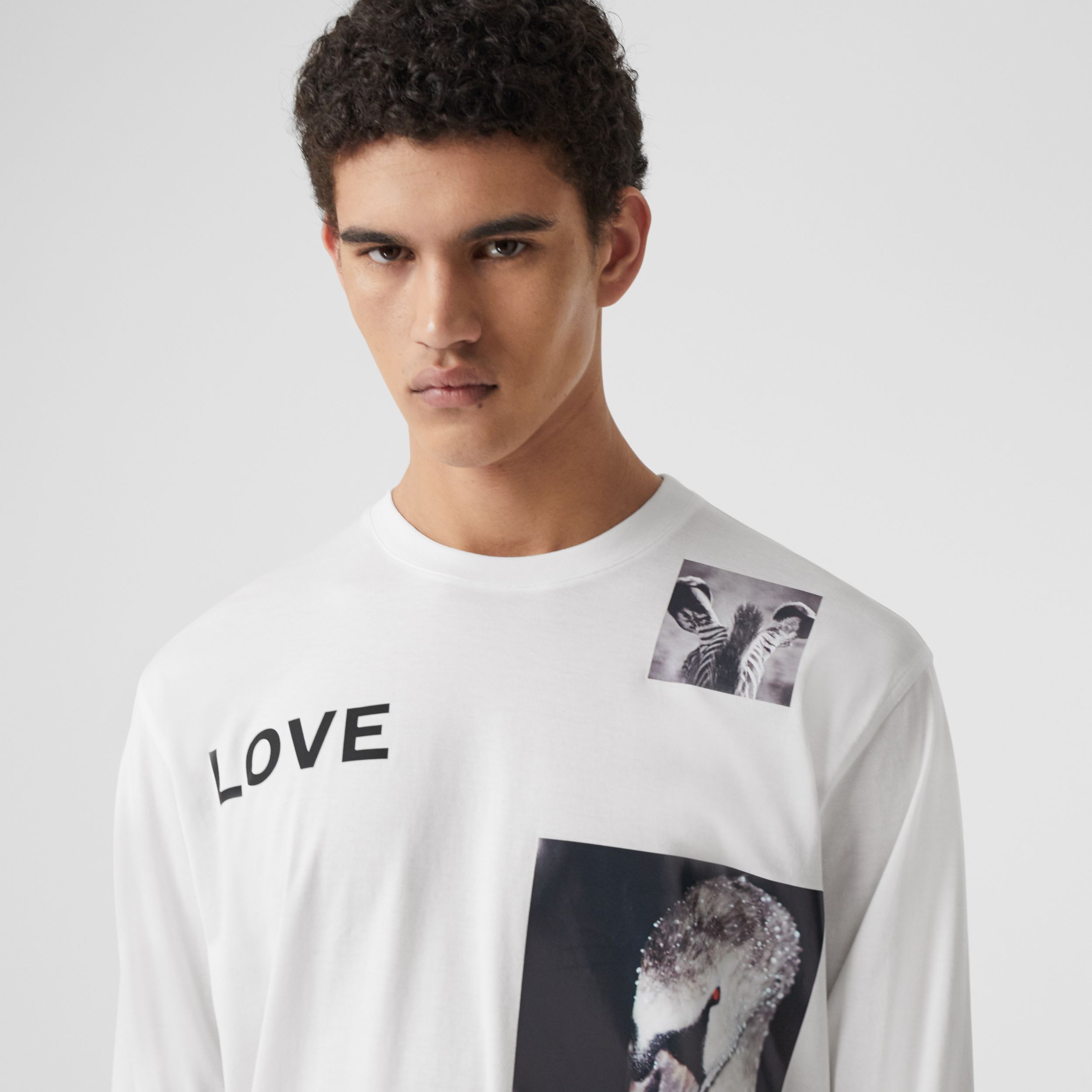 Burberry Montage Print Long-sleeve T-shirt In White