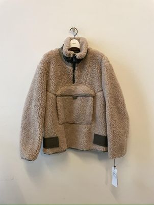 Sacai Faux-shearling Zip-pocket Sweatshirt In Brown