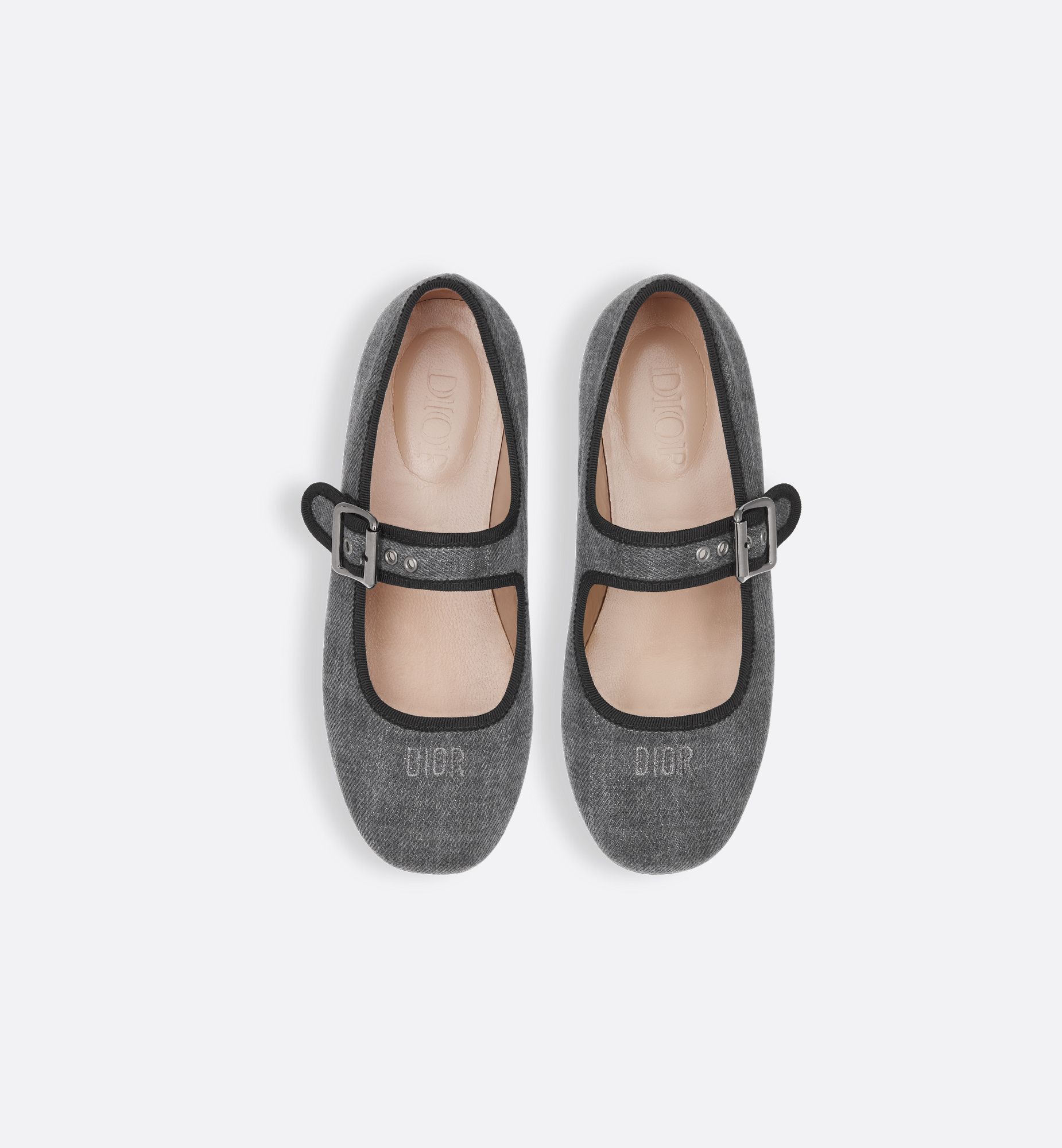 Dior Round-toed Ballet Flats In Gray
