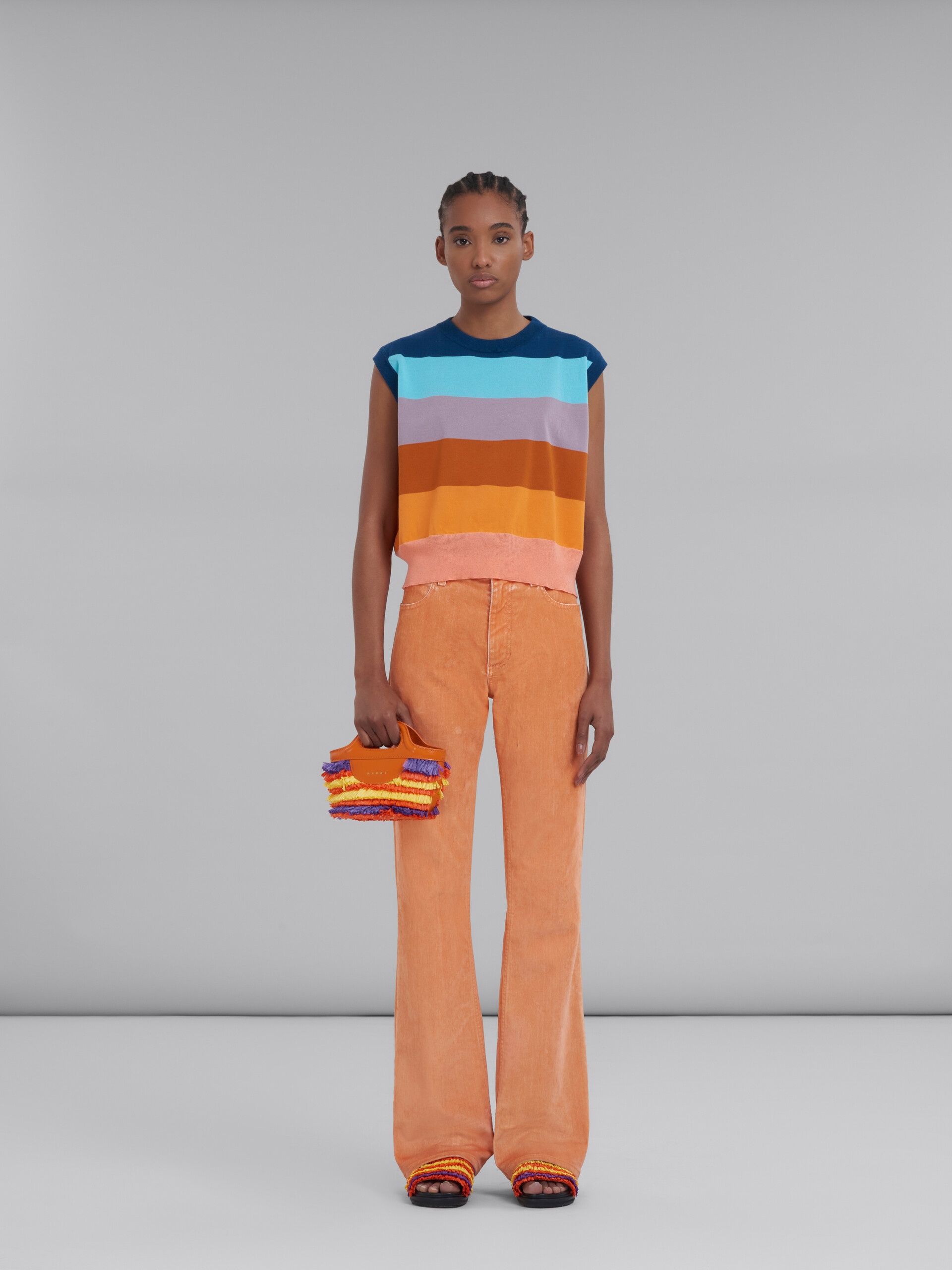 Marni Multicolor Fabric Micro Tropicalia Summer Handbag In Orange