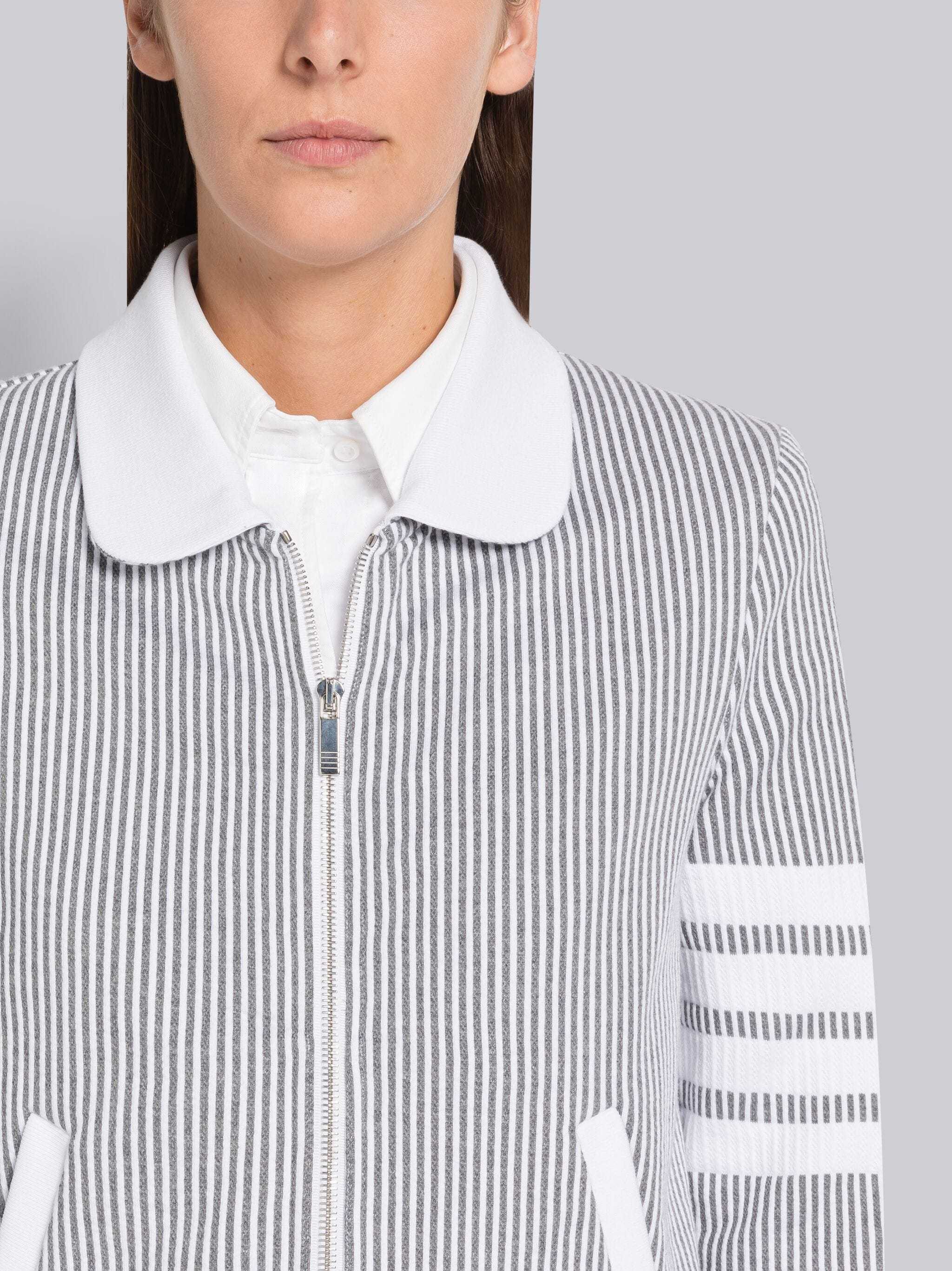 Thom Browne Zip-fastening Seersucker Jacket In White