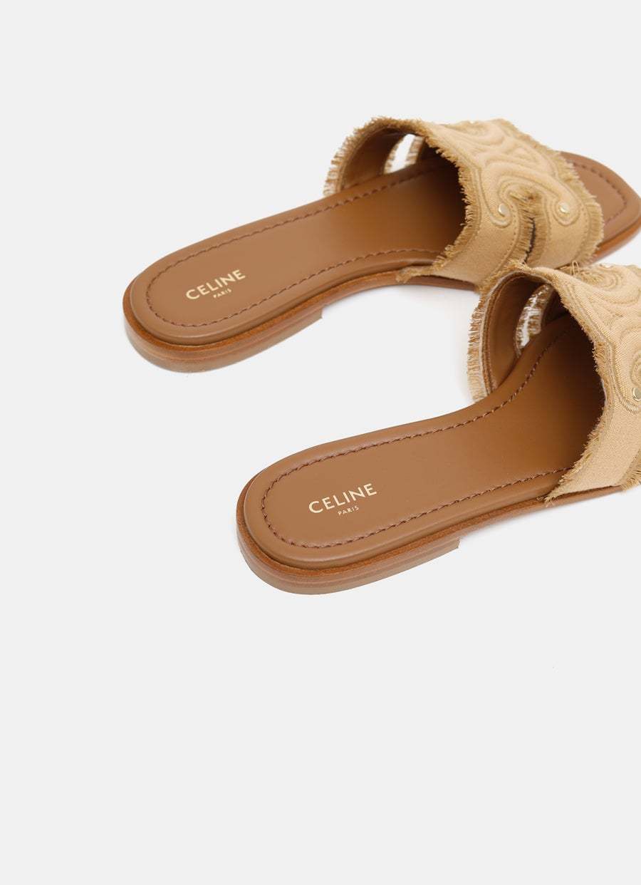 Celine Triomphe Slippers In Nude