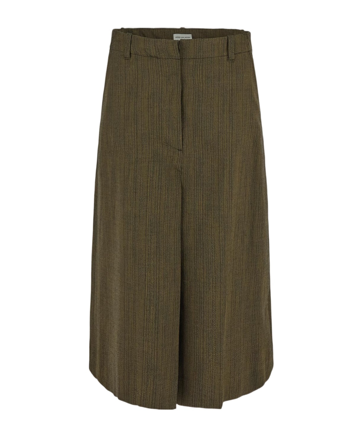 Dries Van Noten Slit-detailed Midi Skirt In Green