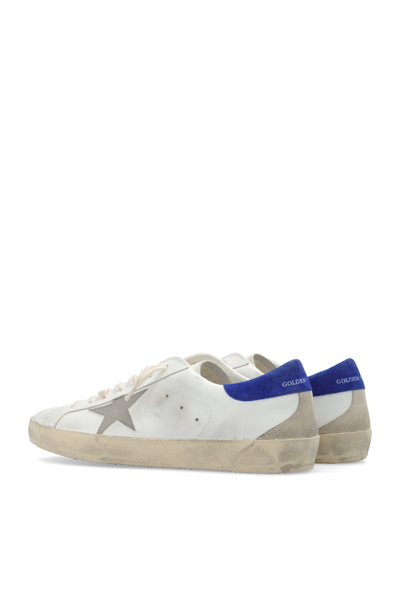 Golden Goose Super-star Distressed Leather Sneakers In White