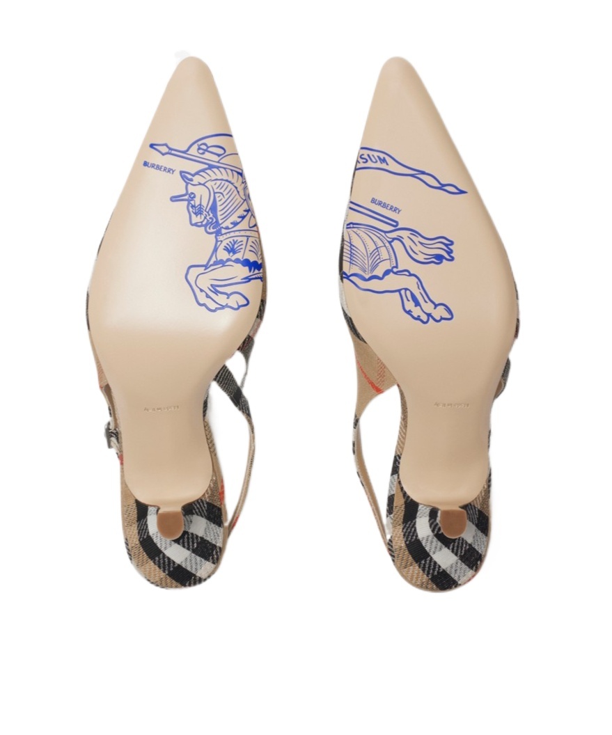 Burberry Slingback Pumps Birdie Check Women In Nude