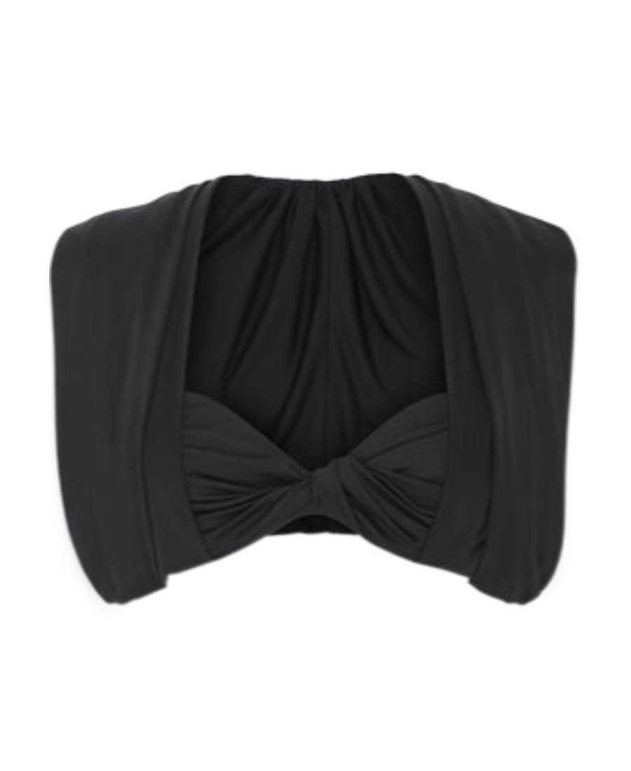 Saint Laurent Wide-strap Gathered Cropped Top In Black