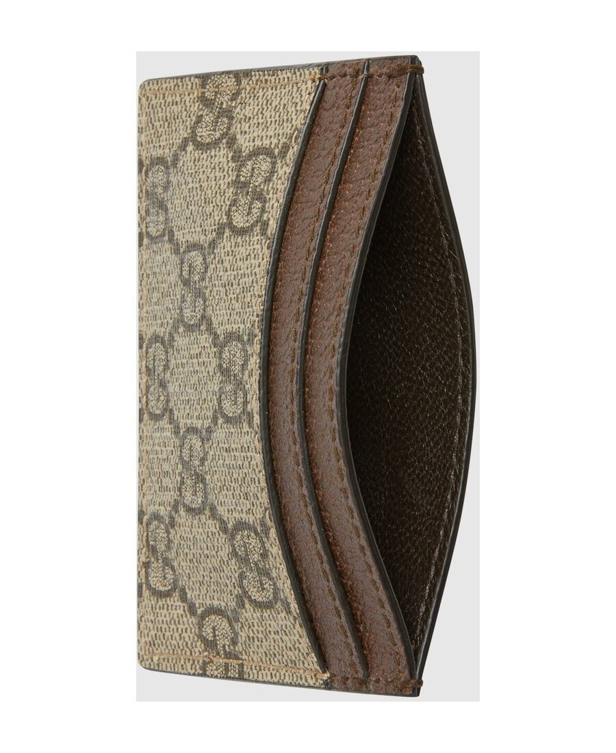 Gucci Ophidia Gg Supreme Fabric Card Holder In Brown