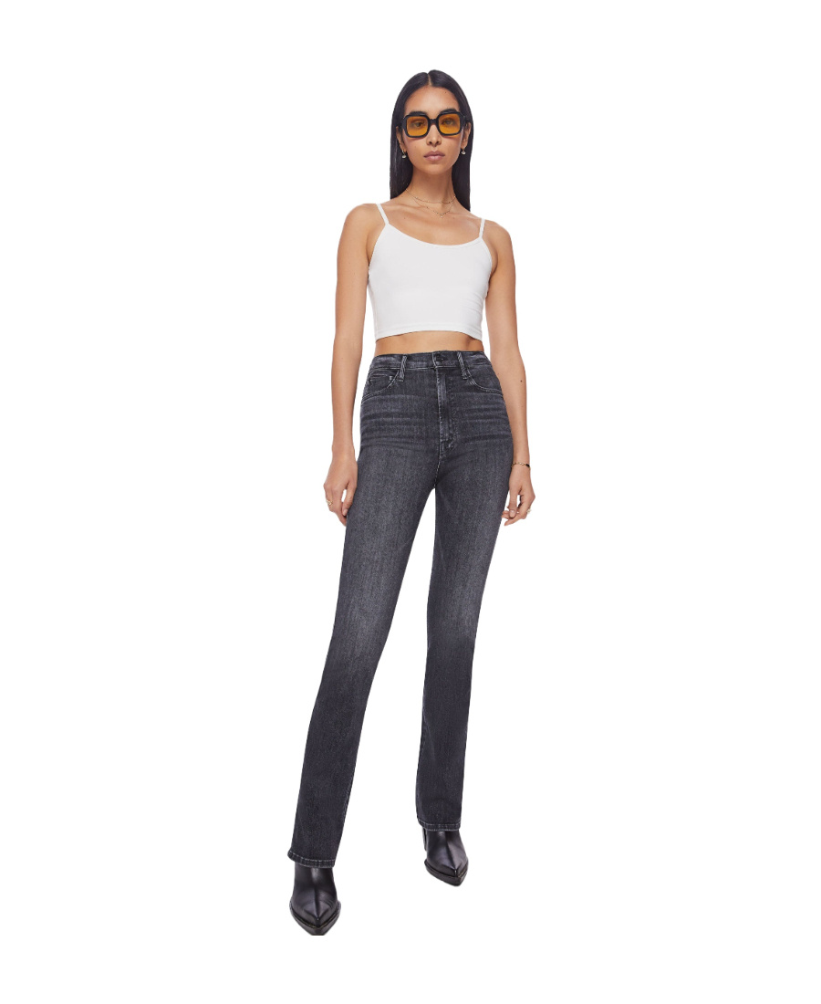 Mother Logo-tag Flared Jeans In Black