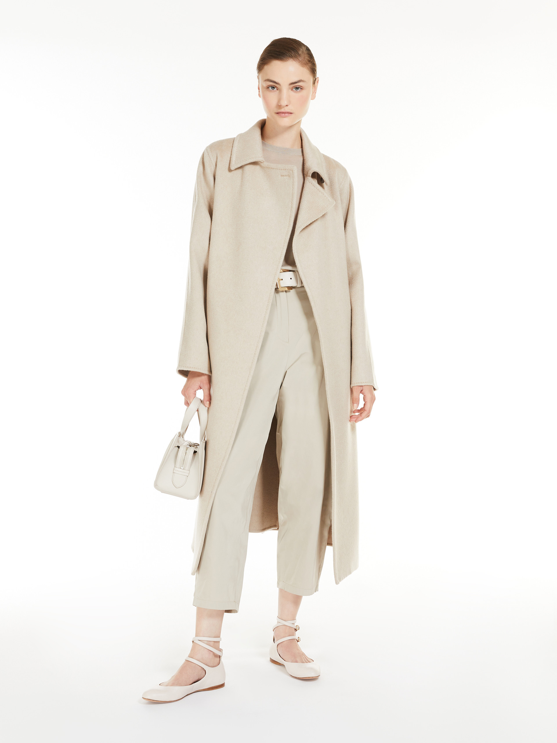 Max Mara Manuela Faux Double-breasted Cashmere Coat In Nude