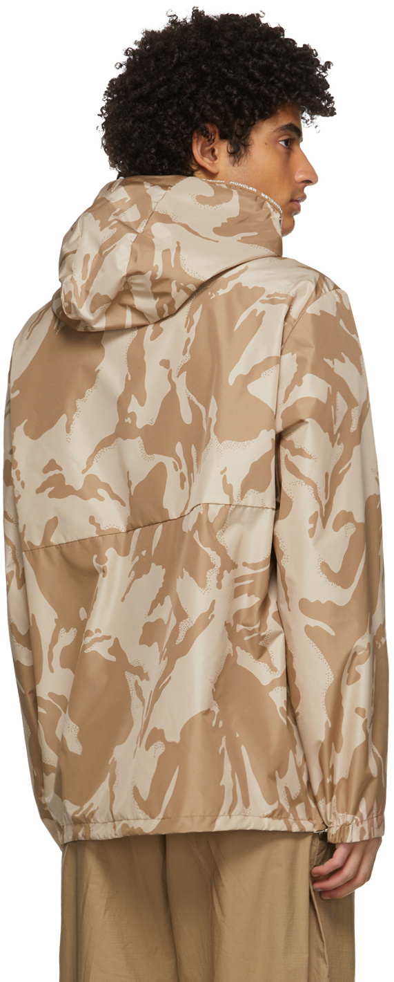 Moncler Camouflage-print Hooded Jacket In Nude