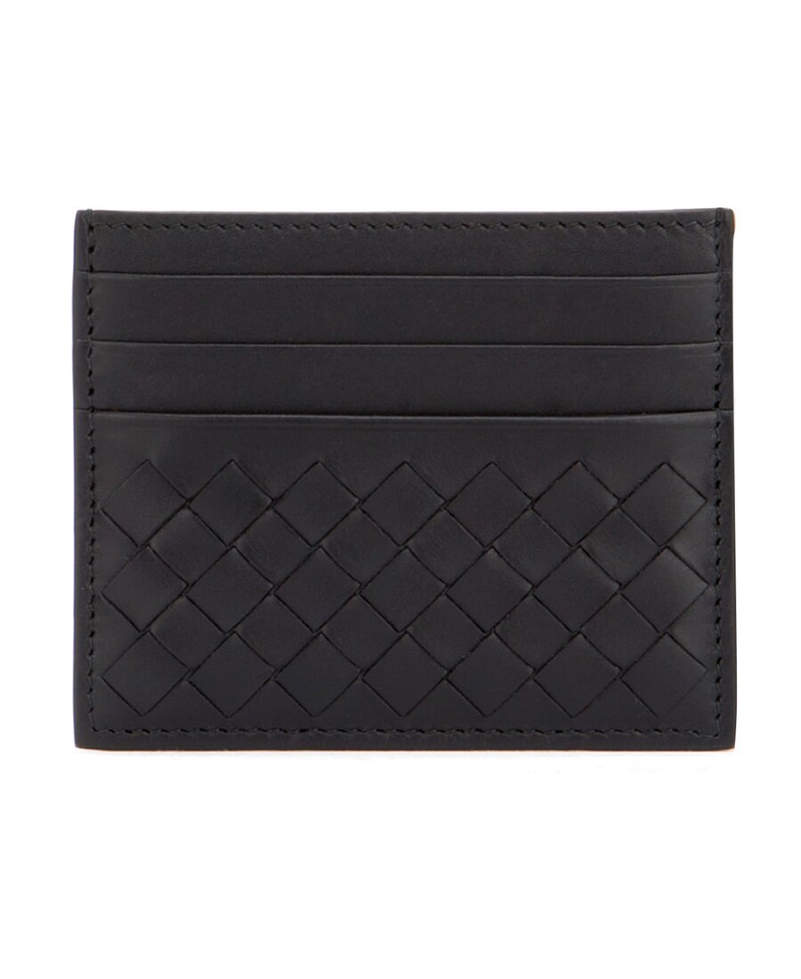 Shop Bottega Veneta Espresso Intrecciato Card Holder In Black