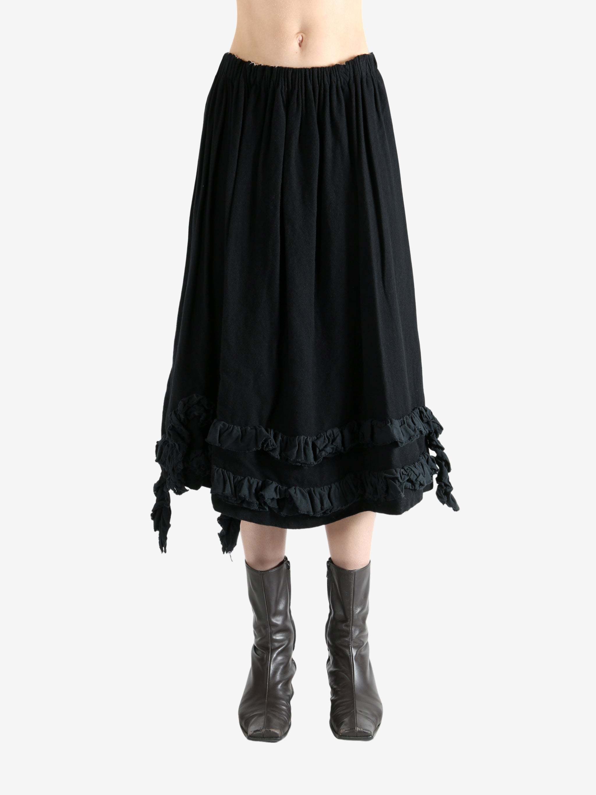 Comme Des Garçons Elastic Waist Midi Skirt In Black