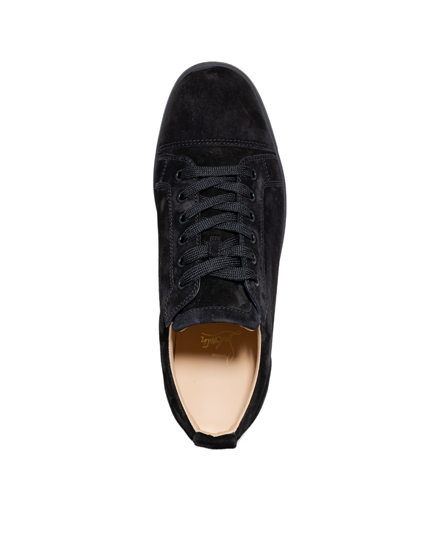 Christian Louboutin Mens Black/bk Louis Junior Flat Suede Mid-top Trainers In Black