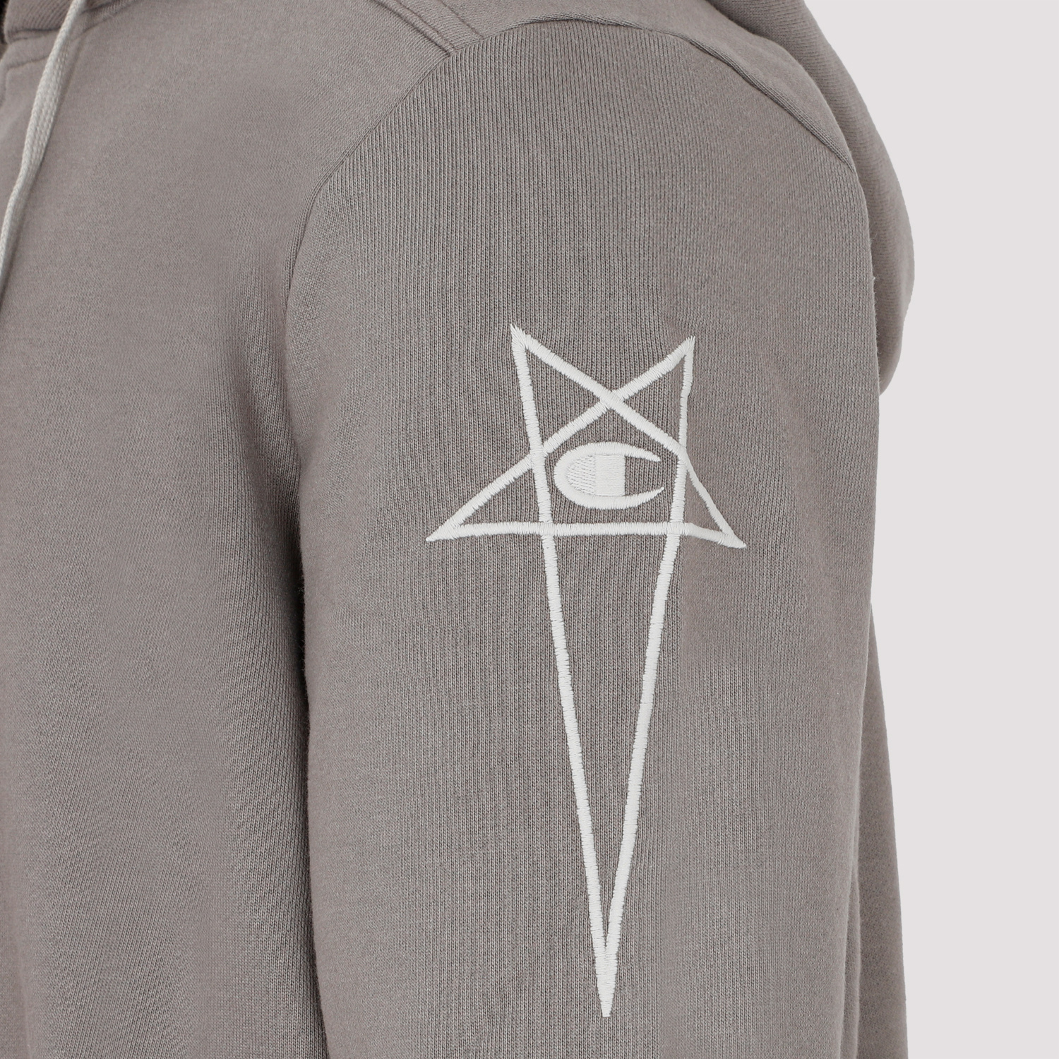 Rick Owens Logo-embroidered Zip-up Hoodie In Gray