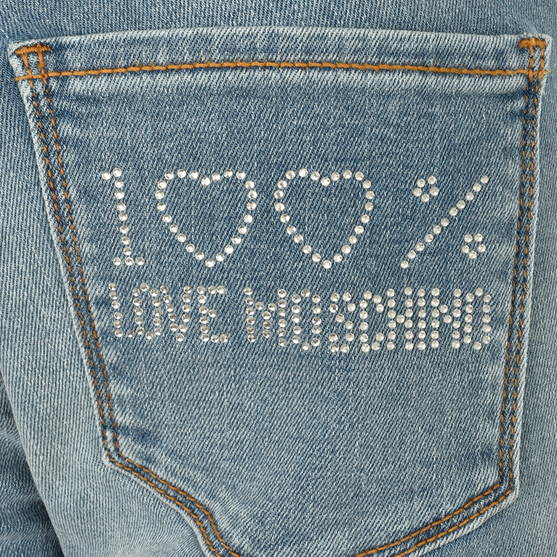 Moschino Logo Jeans In Gray