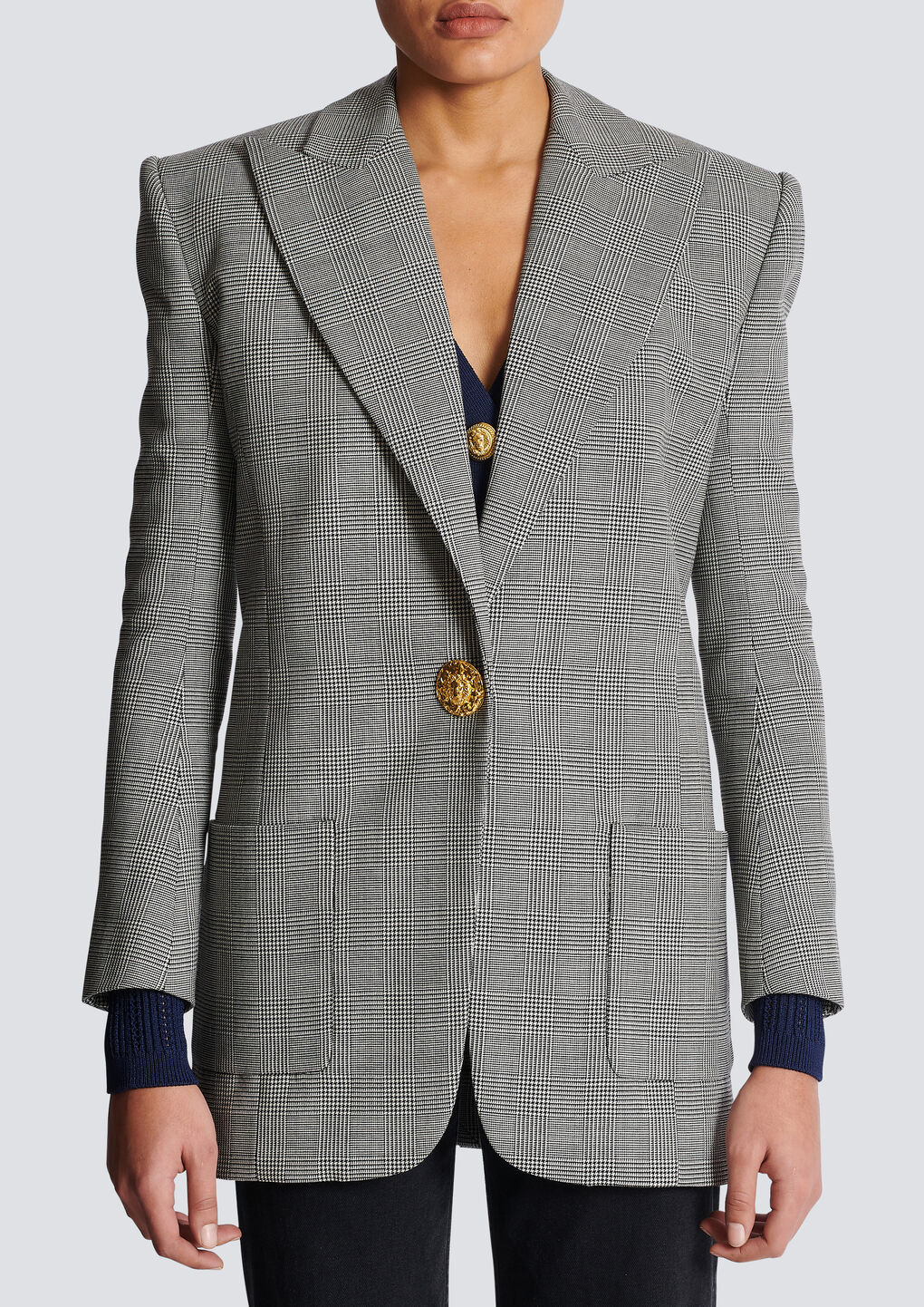 Balmain Single-breasted Wool Blazer In Gray