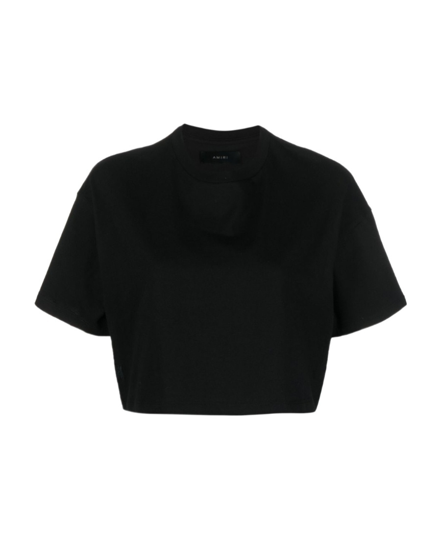 Amiri Embroidered-logo Cropped T-shirt In Black