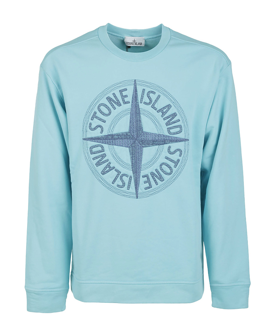 Stone Island Logo Round-necked Sweater In Green
