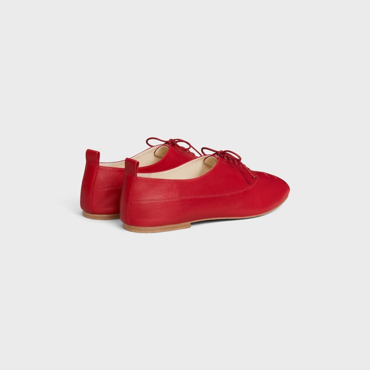 Celine Lise Perforated Triomphe Richelieu In Lambskin In Red
