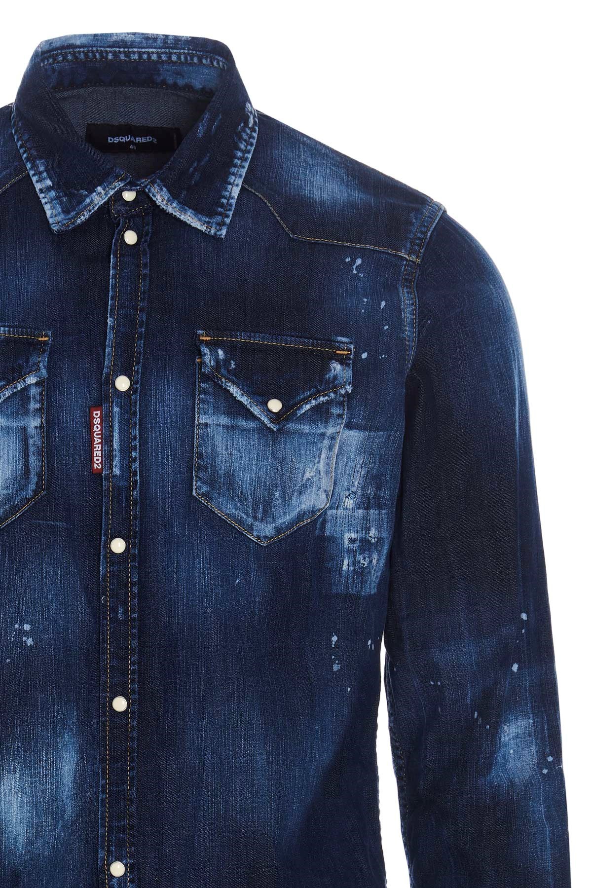 Dsquared2 Stonewashed Denim Shirt In Blue