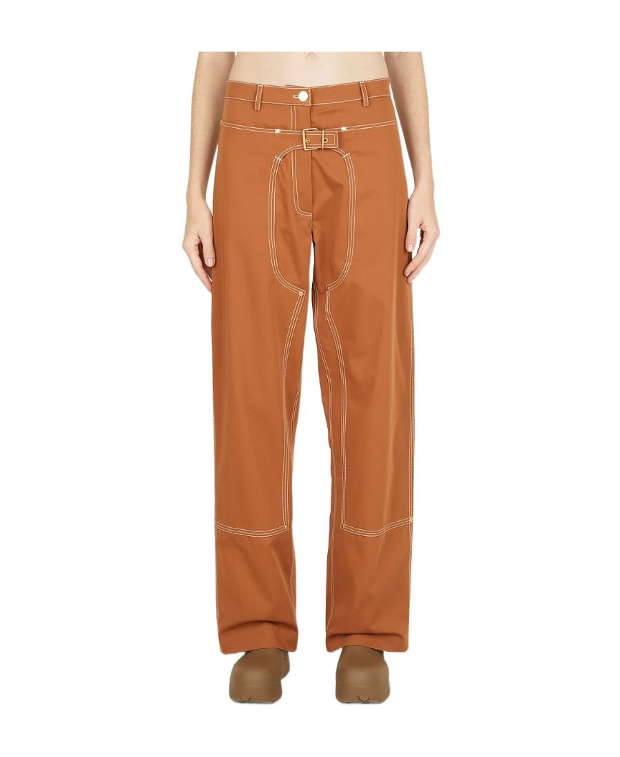 Stella Mccartney Trousers With Buckle And Pockets In Brown