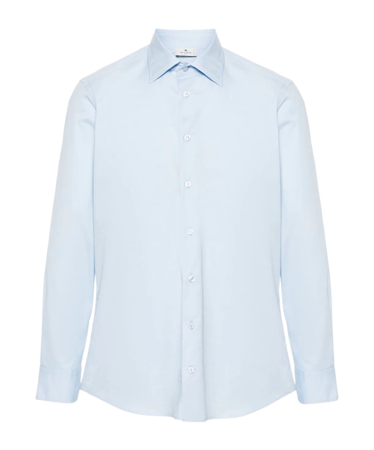 Etro Long Sleeve Shirt Curved Hem In Blue
