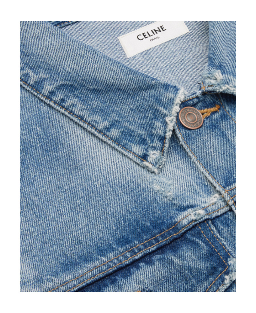 Celine Spliced Denim Coat In Multicolor