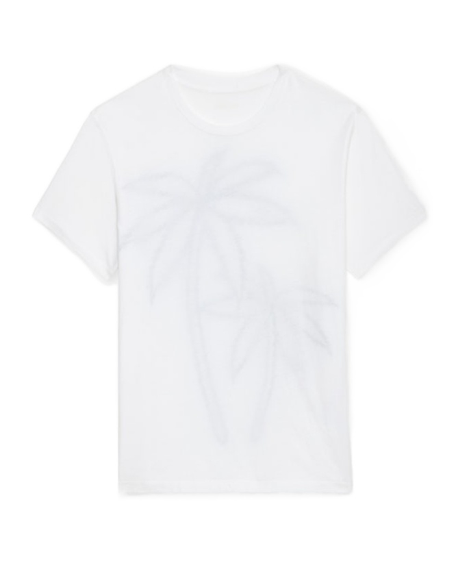Zadig & Voltaire Short-sleeved T-shirt With Palm Tree Print. In White