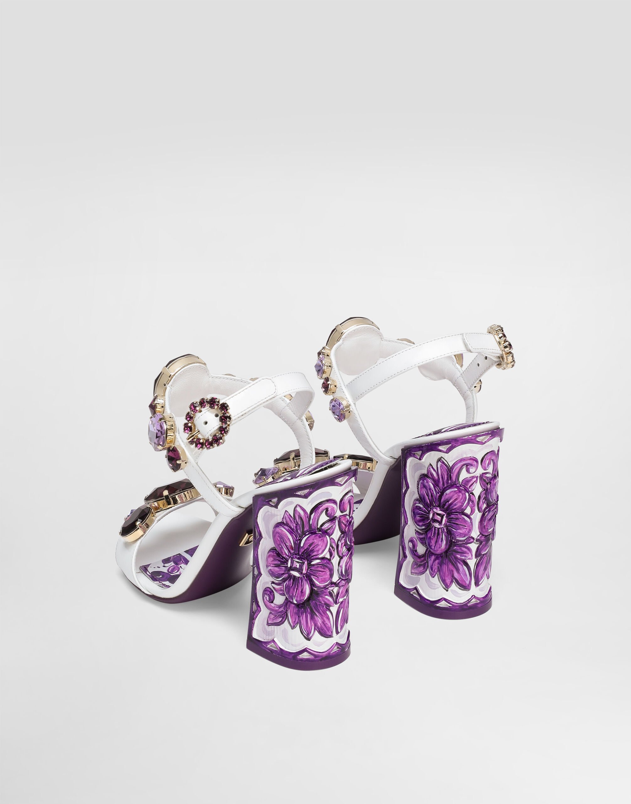 Dolce & Gabbana Patent Leather Sandal With Jewel Embroidery In White