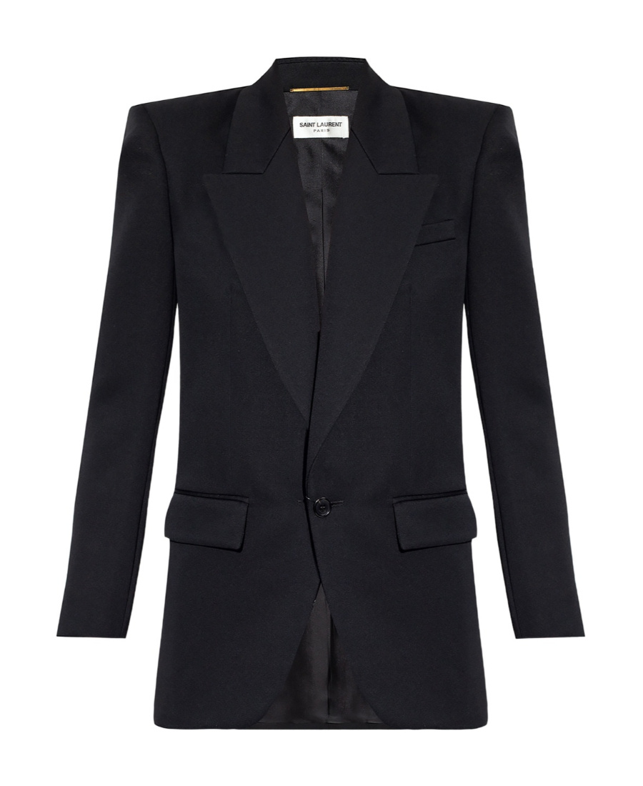 Saint Laurent Single-breasted Peaked Blazer In Black