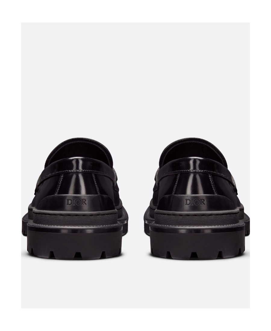 Shop Dior Logo Loafers In Black