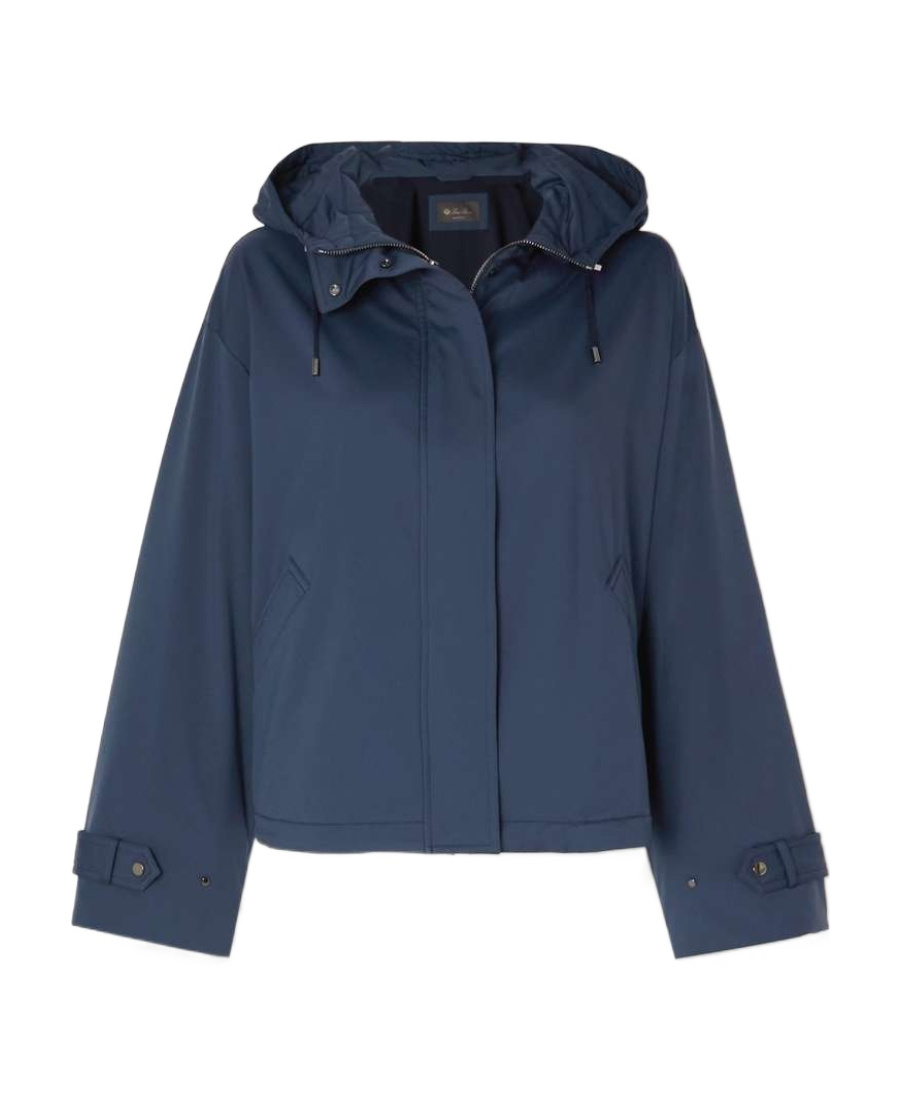 Loro Piana Shell Hooded Jacket In Navy Blue
