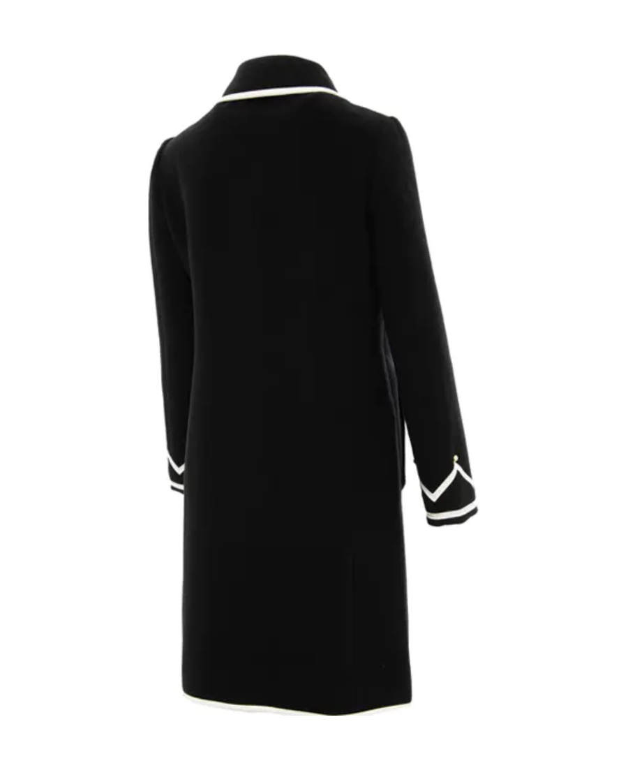 Moschino Contrast Color Trimmed Lapel Coat In Black