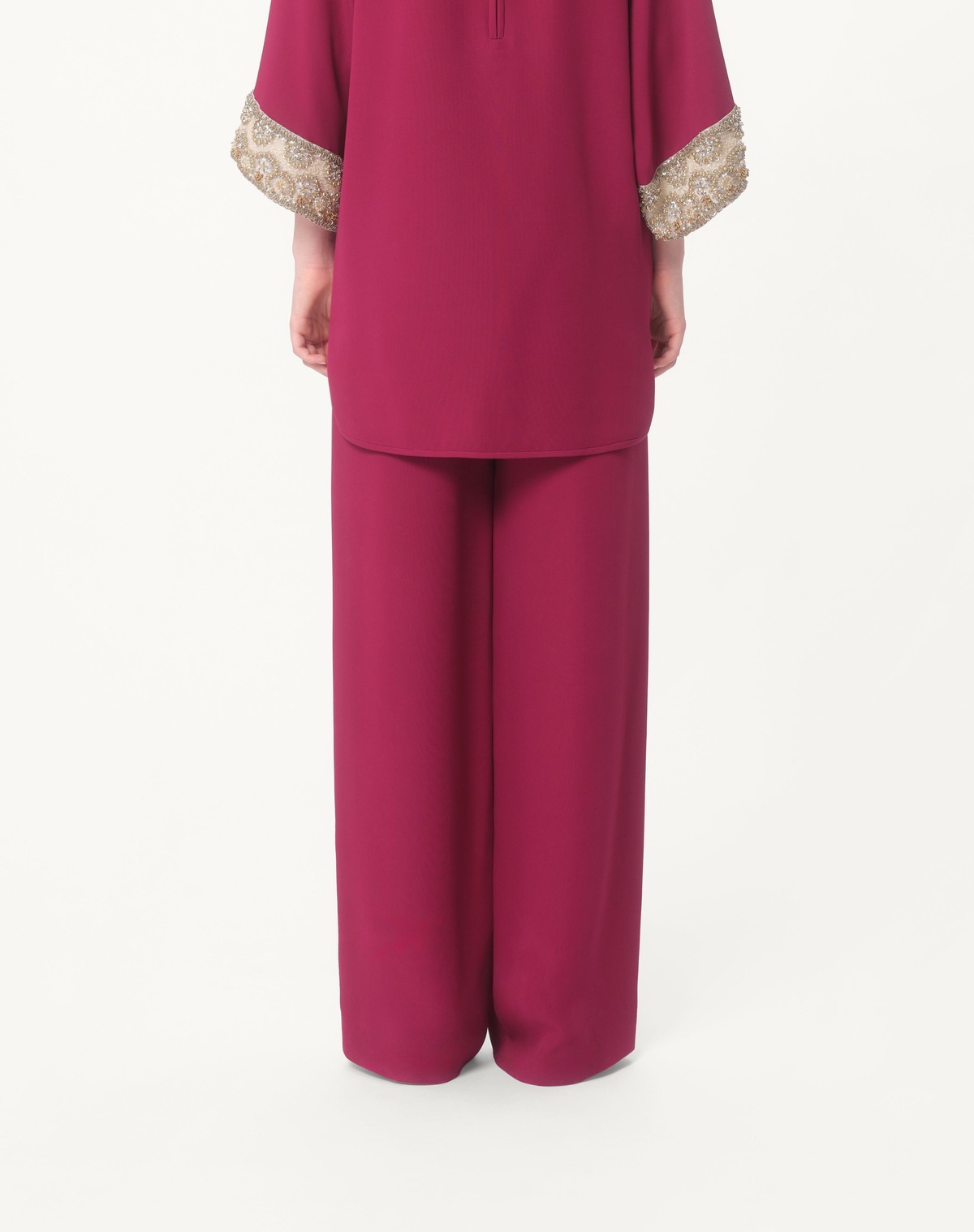 Valentino Cady Couture Wide-leg Pants In Red