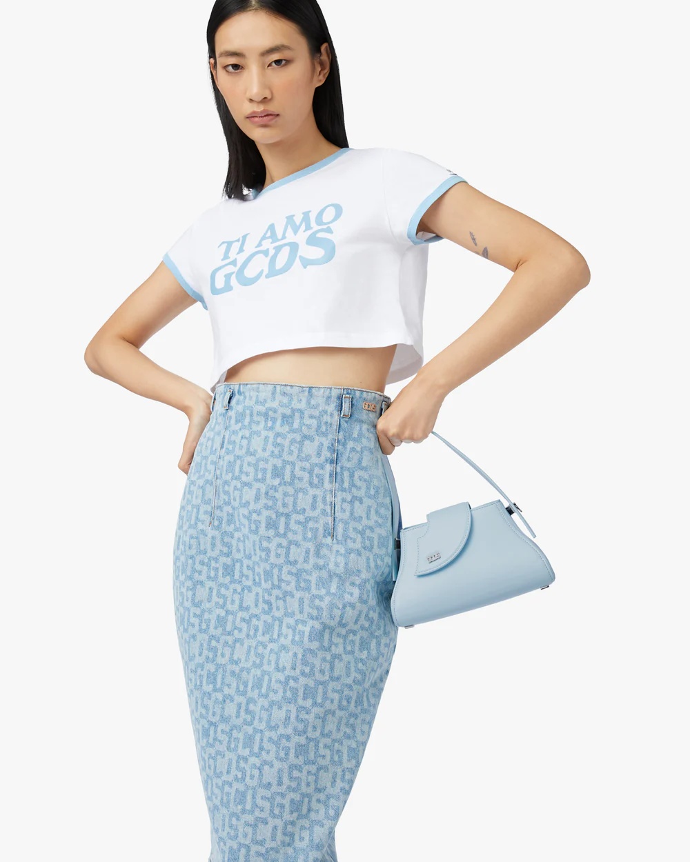 Gcds Small Comma Tote Bag In Blue