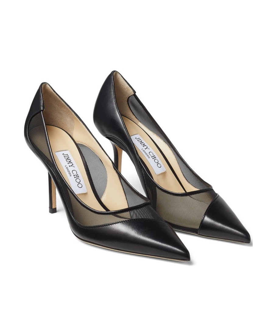 Jimmy Choo Love 85 Pointed Pumps In Nappa Leather And Mesh In Black