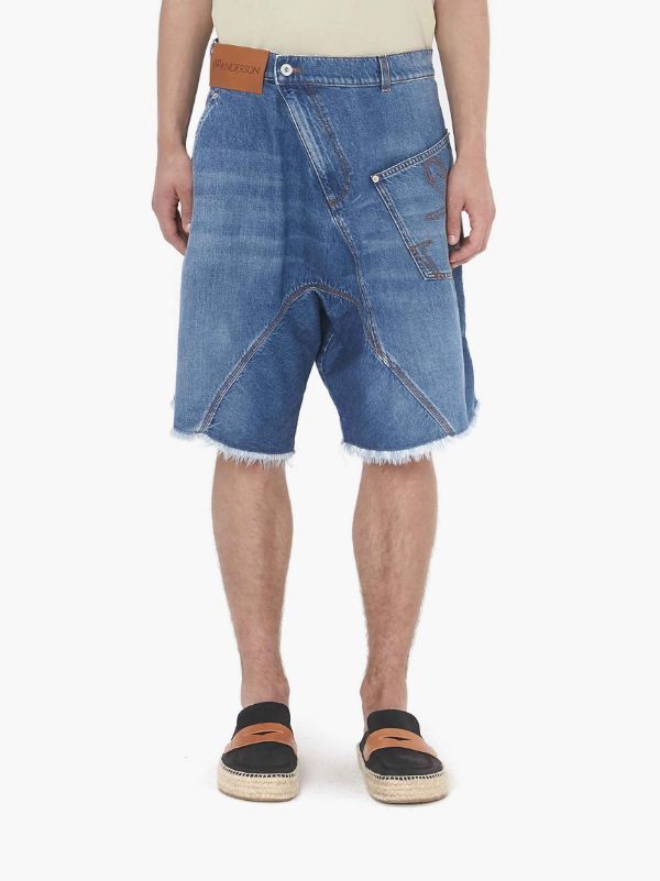 Jw Anderson Twisted Workwear Denim Shorts In Blue