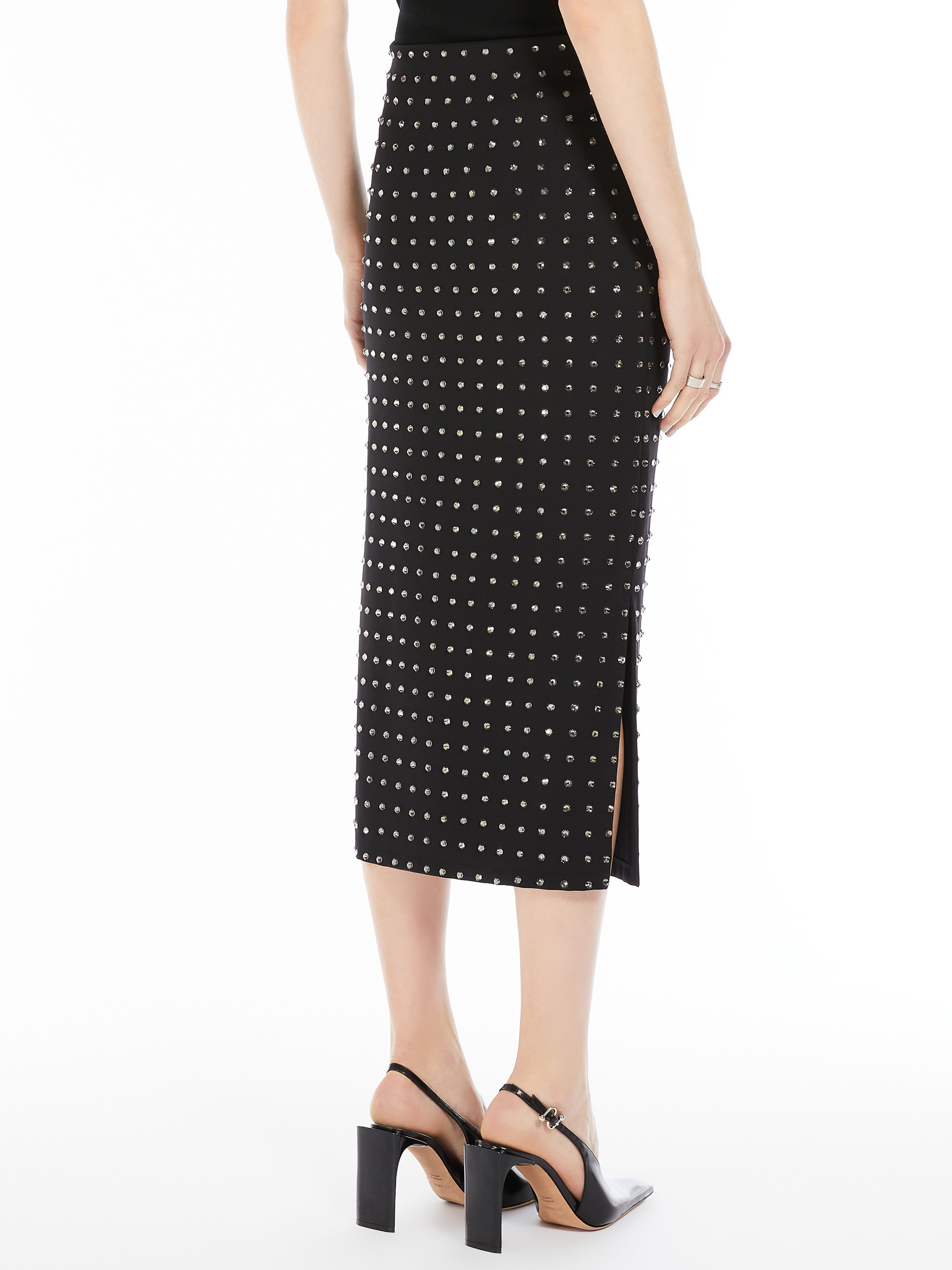 Shop Sportmax Nome All-over Embellished Midi Skirt In Black