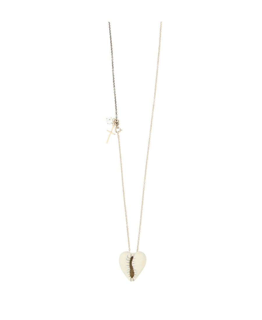 Saint Laurent Heart-shaped Cowrie Shell Necklace In White