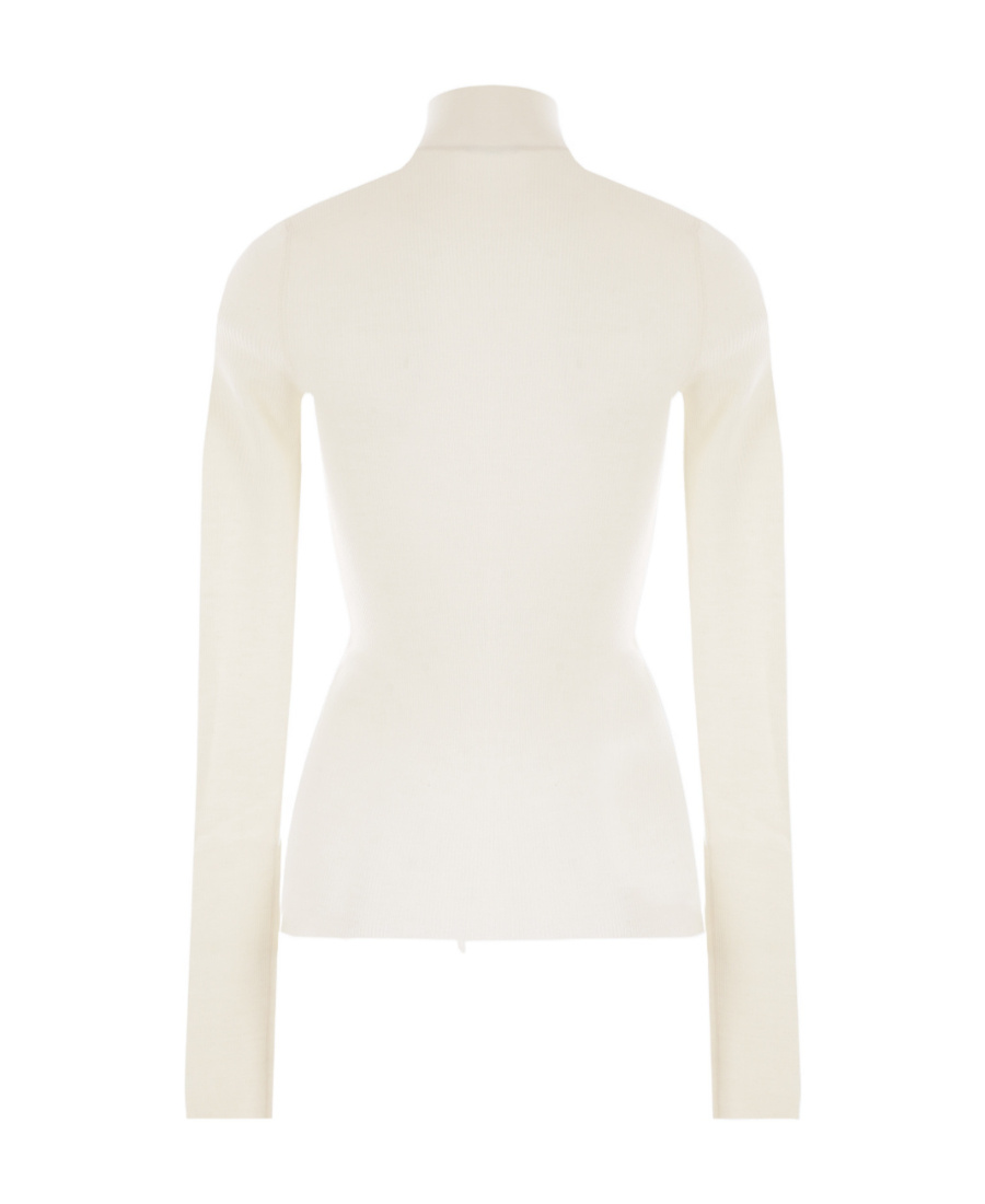 Bottega Veneta Womens Chalk High-neck Slim-fit Cotton-blend Top In White