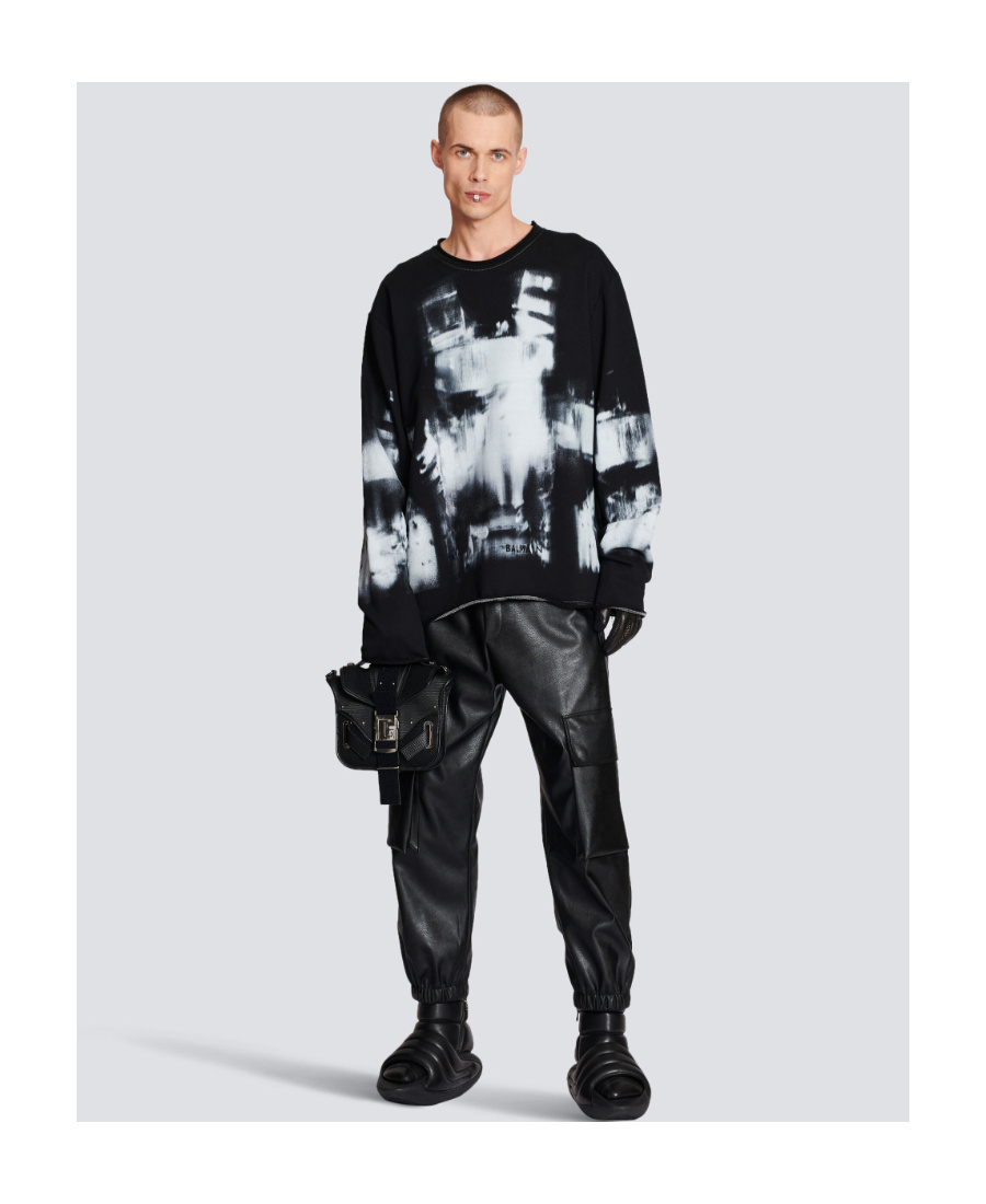 Shop Balmain Cotton T-shirt With Body Armour Print In Black